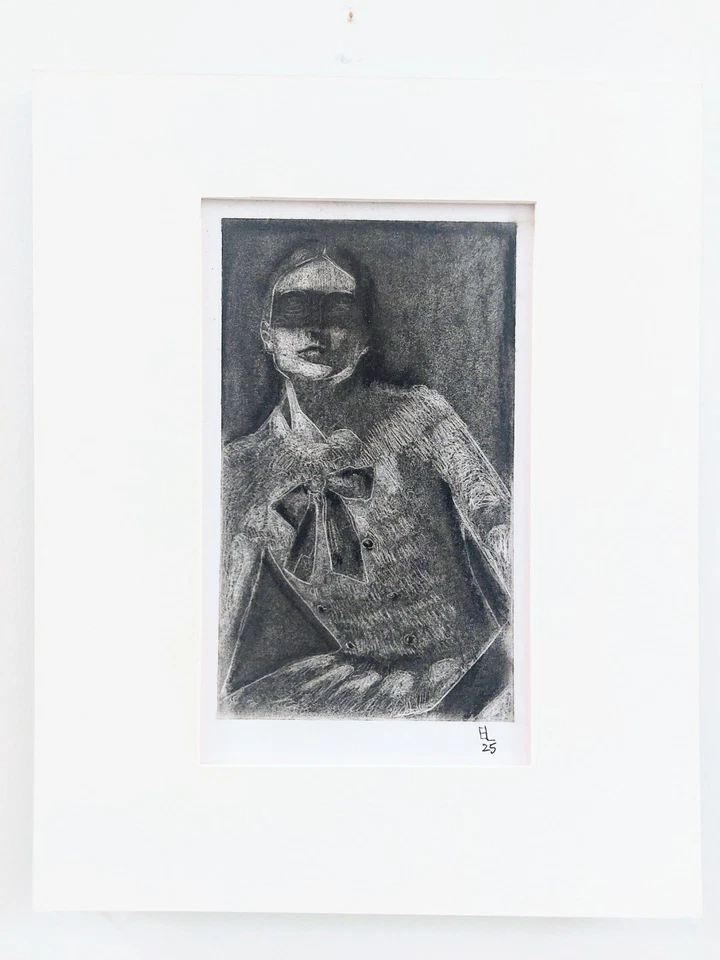 ÚNICO dibujo al carbón: arte de retrato original mate Foto 2 de 4