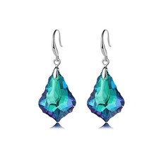 Austrian Crystal Baroque Teardrop Dangle Hook Earrings for Women 14K Gold Pla...