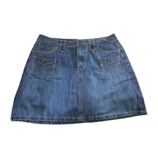 Vintage Faded Glory Denim Skort Utility Cargo Pockets Y2K Jean Skirt Shorts