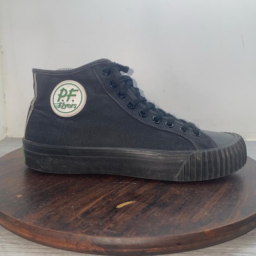 P.F. Flyers Sandlot Center Hi Black Canvas Sneakers Size Mens 7 Womens 8.5 Shoes