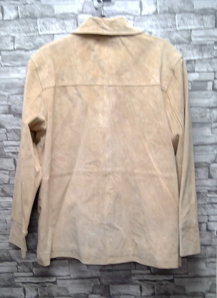 Women's Vintage SKINZ Beige Suede Leather Jacket Overcoat Size 22 CG E36 - Image 4 of 4