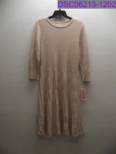 Women's XL Nanette Lepore Pleated Fit & Flare Sweater Dress Champagne NN9F18P111