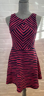 pink and black striped dress