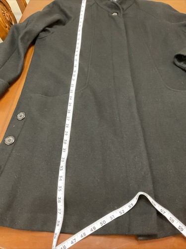 Herman Kay Womens Black Long Sleeve Collared Button Front Classic Coat Size 16 - Picture 7 of 16