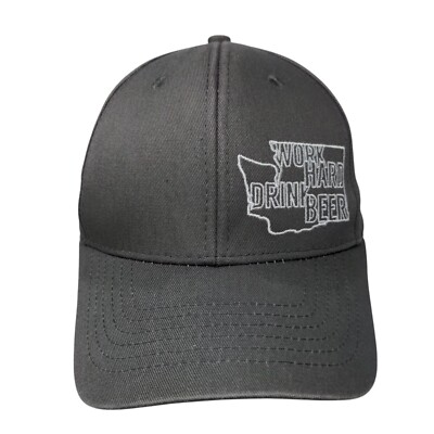 Work Hard Drink Beer Snapback Hat Gray One Size Adjustable Embroidered Brewery