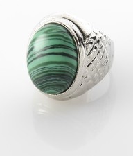 Fashion silver plated retro ring set Malachite gemstone size 7.5 Gift  Jewelry