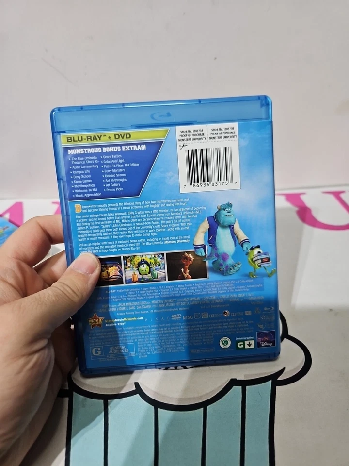 Disney Pixar: Monsters University (Blu-ray, DVD Set) Inc Prequel Animated Comedy - Image 4 of 4