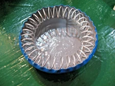 MID  CENTURY METAL ASHTRAY w/ SPRING  COIL CIGARETTE   RESTS   ORIG. USA