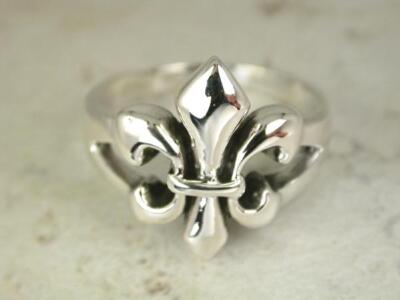 GOTHIC STERLING SILVER FLEUR DE LIS RING size 6 style# r0418