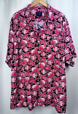 Saddlebred Men's 3XL Shirt SS Red White Koi Fish Button Down Shirt