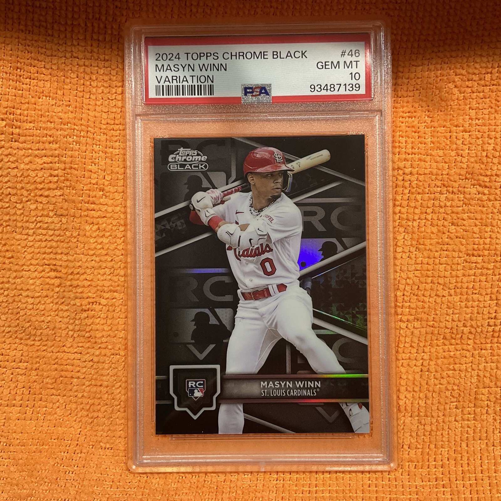 Masyn Winn Rookie 2024 Topps Chrome Black Variation #46 Cardinals PSA 10 Gem MT