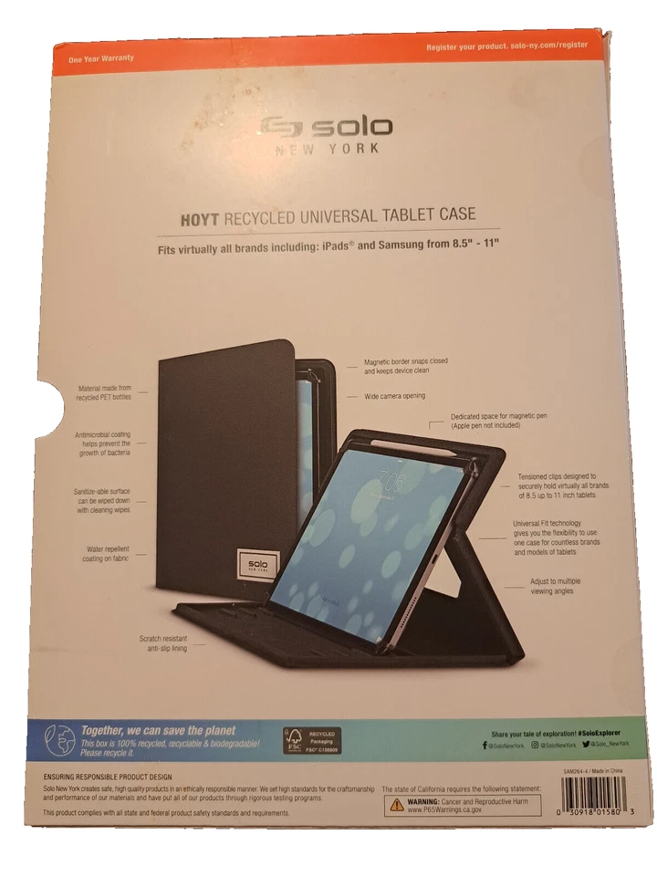 Solo New York Hoyt Recycled Universal Tablet Case NEW IN PACKAGE - Image 2 of 4