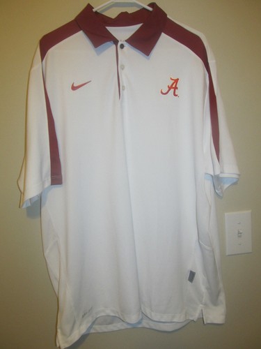 alabama crimson tide white sideline polo shirt - nike dri-fit
