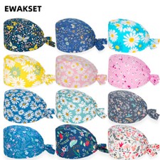 Women Surgical Scrub Caps floral printed medical nursing hat chef Dentist cap