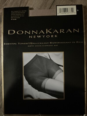 VTG Donna Karan New York Pantyhose D71 NUDE Essential Toners Made In USA SZ Med.