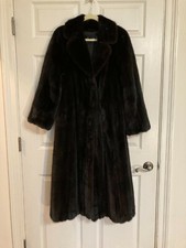 Christian Dior Vintage Black Ranch Mink Coat Full Length Medium Women 1980s