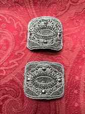 Antique French Edwardian Hand Beaded Cut Steel  Marcasite Shoe Buckles France