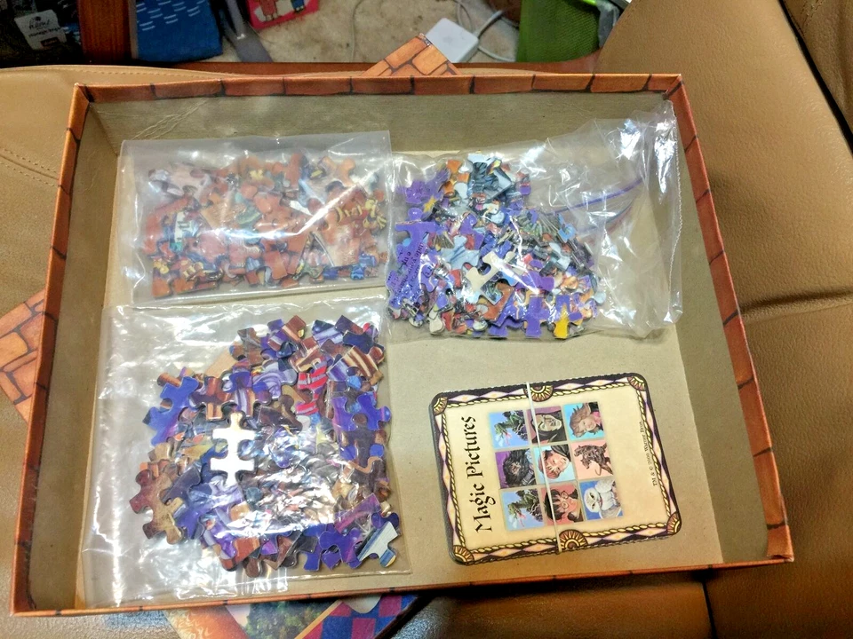 Rompecabezas Mágico Harry Potter Usado Incompleto 3 Rompecabezas de Dos Caras y Cartas Mágicas Foto 2 de 4