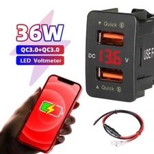 36W Dual USB QC3.0 Car Fast Charger Power Adapter With Voltage Display For Honda