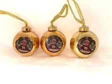 3 PACK - Memories Forever 3"x3" GOLD Christmas Holiday Photo Hanging Ornaments
