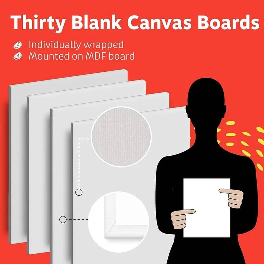 Artlicious Canvases for Painting - Pack of 30, 8 x 10 Inch Blank White Canvas - Image 3 of 4