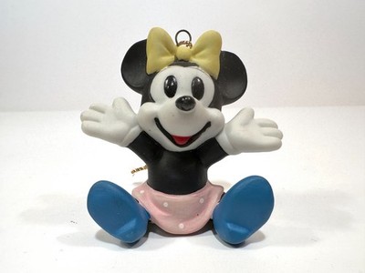 Walt Disney Schmid Minnie Mouse Sitting Porcelain Christmas Ornament Figurine VG