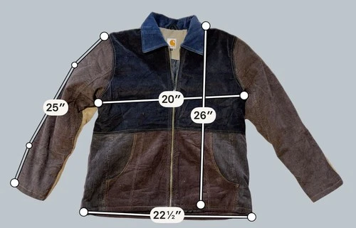 Reworked Carhartt Patchwork Corduroy Jacket S Brown Olive Colorblock Quilted image 8