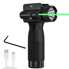 Tactical 2000LM Flashlight Green Rifle Pistol Laser Light Combo Rechargeable