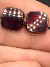 Vintage Cufflinks Red Glass Gold Tone