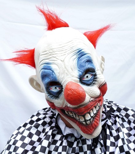 Scary Halloween Clown Mask Evil Easy Costume Realistic Latex with Hair - Picture 198 of 199