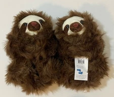 Sloth Comfy Feet Fuzzy Girls Or Boys Fluffy Animal Slippers, Brown