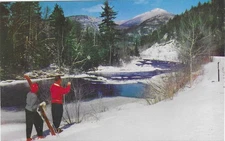 Vintage New York Chrome Postcard Winter Ausable River Wilmington Lake Placid