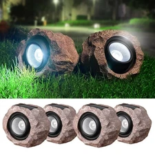 Solar Rock Lights Outdoor, 4 Pack Solar Spotlights Outdoor Waterproof Super B...