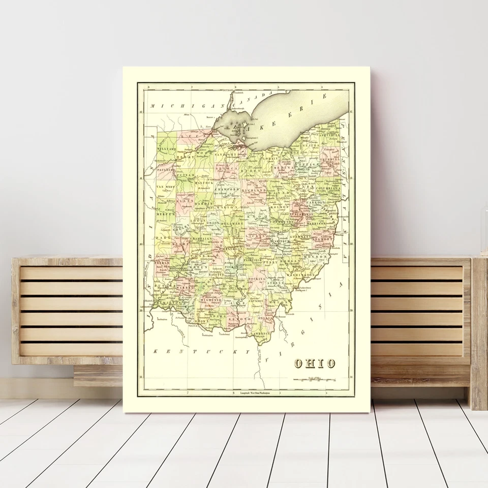 Old Map of Ohio 1838 - Vintage Ohio Art - Image 3 of 4