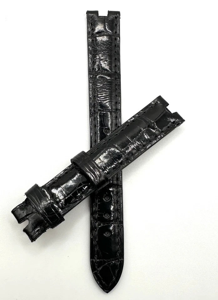 Nova pulseira de relógio de couro de jacaré preta genuína Chopard 13x12 C0200.0231 - Imagem 2 de 4