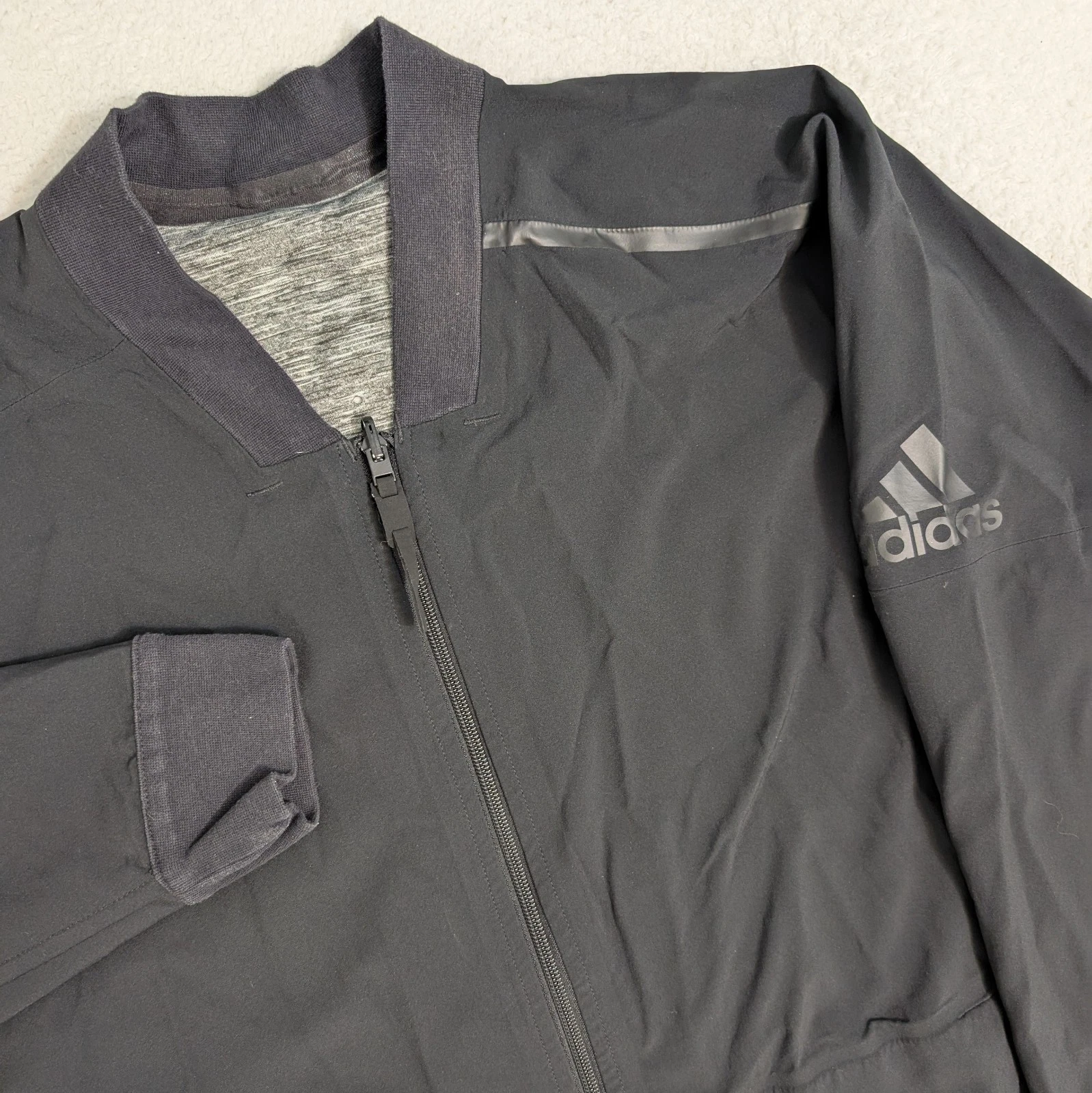 Adidas Running Sports Reversible Jacket Mens XL Ventilated Gry Black $120