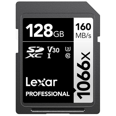 Lexar 128GB Professional 1066x SD Card, UHS-I, C10, U3, V30, Full HD, 4K, Up ...