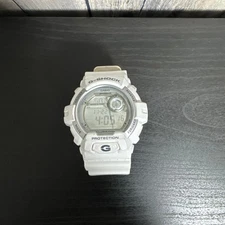 Casio G-SHOCK Digital Watch White Resin Band World Time Used G1205