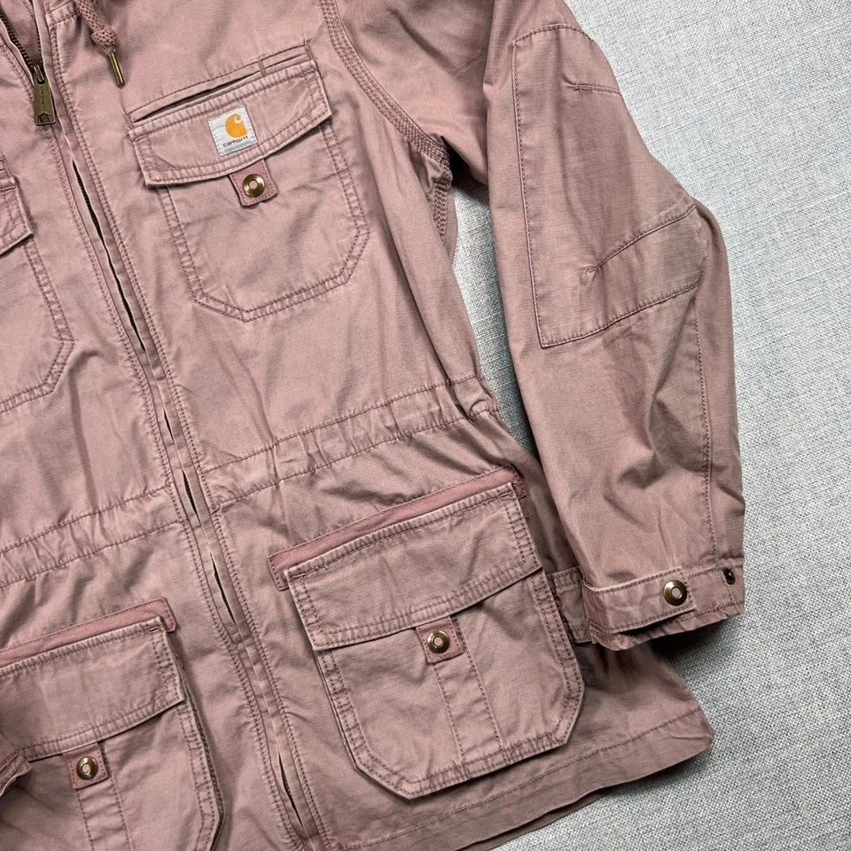 Chaqueta utilitaria Carhartt El Paso Field para mujer pequeña 4/6 rosa malva con capucha cremallera Foto 3 de 4