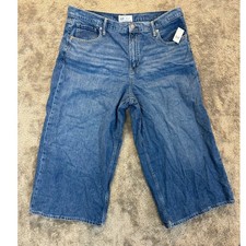NWT Gap Mid Rise UltraSoft Baggy Crop Jeans Wide Leg Size 33 16 16R 762112