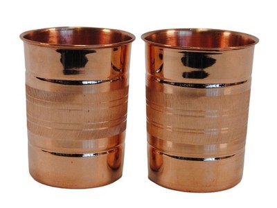 Paar 100 % reines Kupfer Ayurvedisch Wasser Bier Becher Glas Tasse Becher Stilvoll Yoga