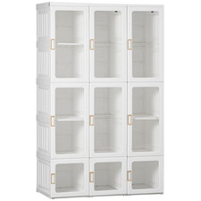 HOMCOM Portable Wardrobe with Hanging Rods - White Finish