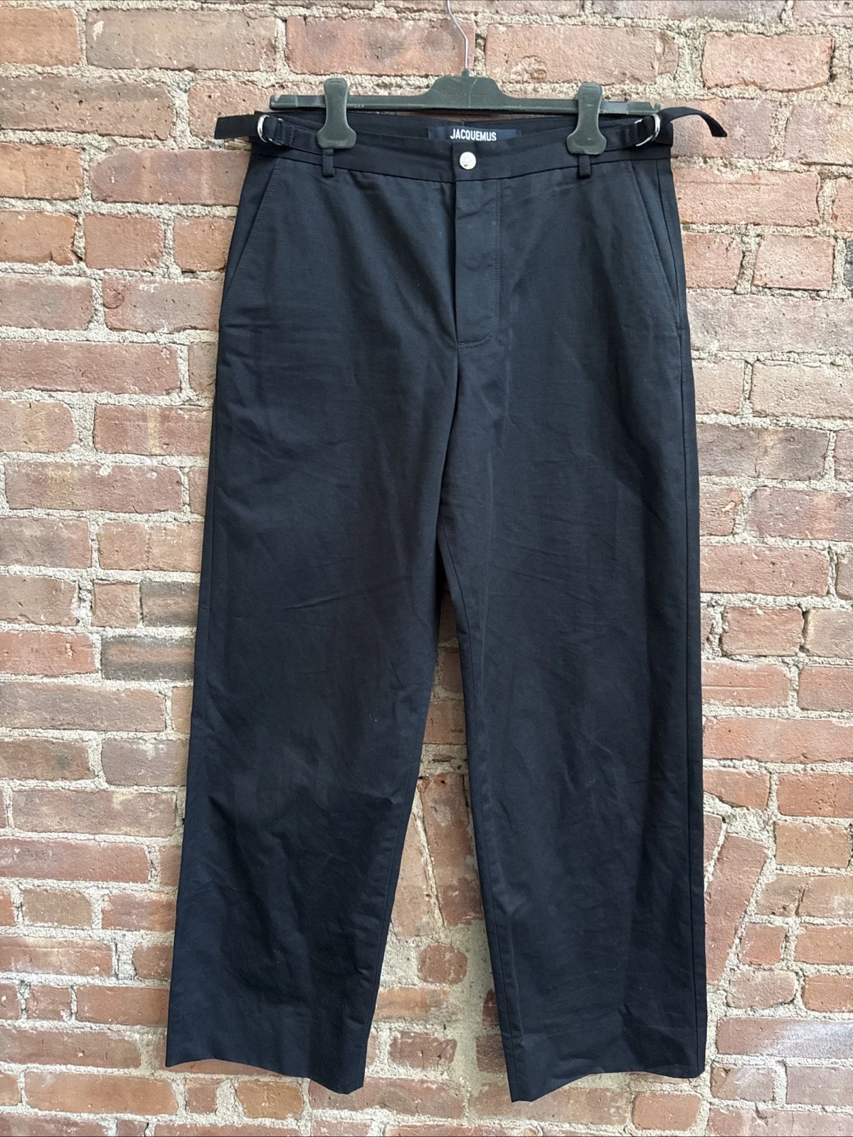 Jacquemus — Jacquemus Les Sculptures Black Wide Leg Trousers, Sz 50, Cotton Twill