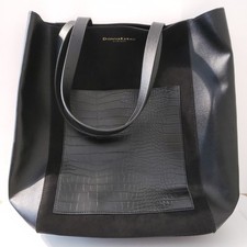Donna Karan New York DKNY Cashmere Mist Tote Bag Black Faux Leather Suede