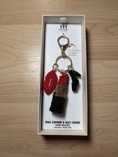 Haute Hippie Handmade Beaded Lips Lipstick Shoe Key Chain Red Black