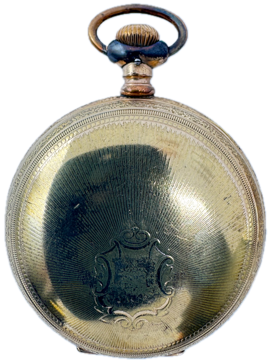 Antique 18 Size H&S Shield & Sunburst Hunter Pocket Watch Case Gold FIlled