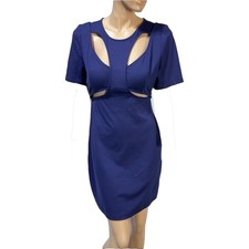 Anthropologie Ponte Cut Out Mini Navy Marin Mini Dress Size M Medium NWT