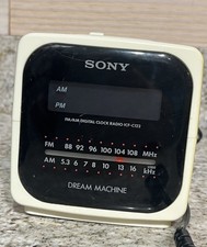 Vintage Sony Dream Machine ICF-C122 White Cube AM/FM Alarm Clock Radio TESTED