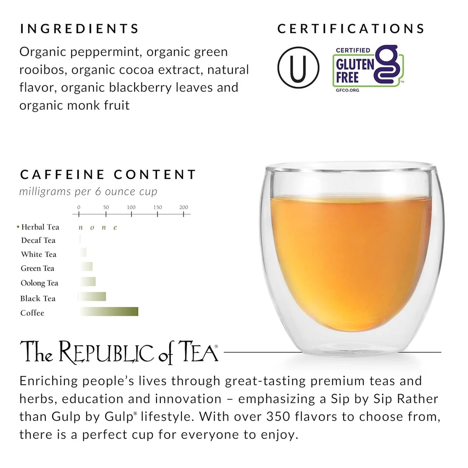 The Republic of Tea - Corteza de menta, hierba fresca de invierno 36 unidades (paquete 1)  Foto 2 de 4