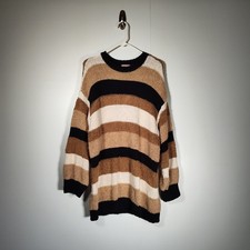 Show Me Your Mumu Timothy Oversized Tunic Sweater Neutral Multi Stripe Knit Sz M